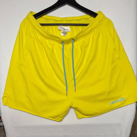 🔥 YoungLA Neon Yellow Mesh Gym Shorts – XL - Picture 3 of 5